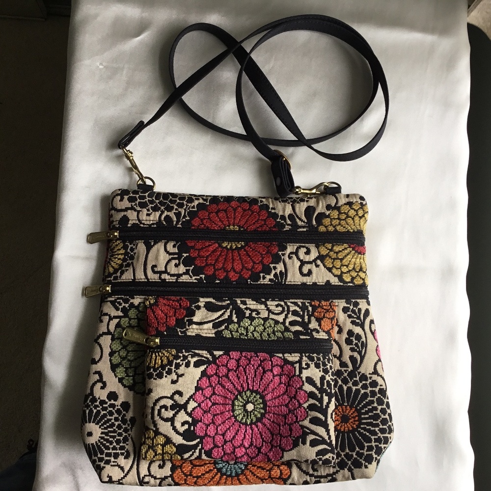 Danny K Beverly Hills floral tapestry cross body/shoulder bag, exc cond